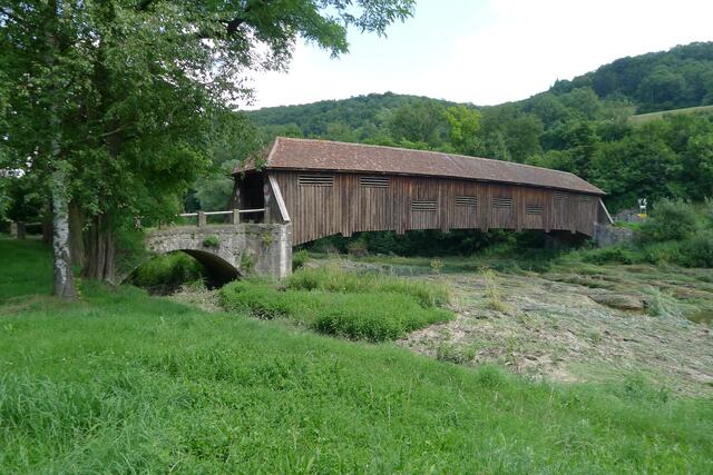 Holzbrücke über die Jagst bei Unterregenbach