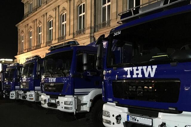 Parkplatz der THW Fahrzeuge
