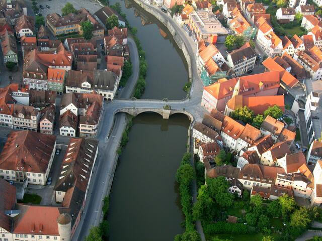 Kocherbrücke Schwäbisch Hall am frühen Sonntagmorgen