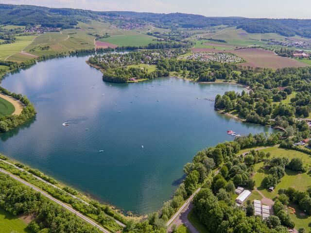 Zur Seite über Obersulm war das verpixelte Luftbild natürlich der Breitenauer See. Foto: Manuel Maier