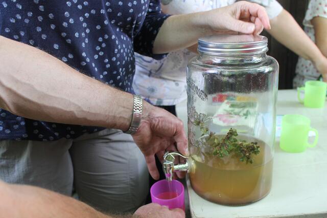 Die selbst gemachte Kräuterlimonade aus Pfefferminze, Zitronenmelisse, Honig und Zitrone kam super an.