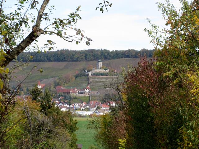 Wer Berge umrundet ändert ständig die Perspektive... auch der Kopf ist rund, damit das Denken die Richtung wechseln kann. Hier ein Blick nach Beilstein.