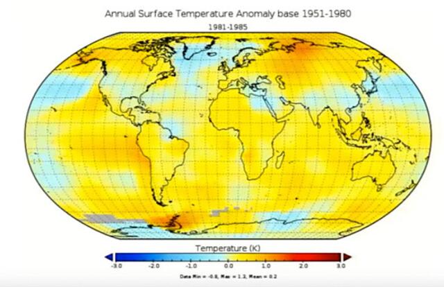 Schnappschuss der Temperaturanomalie von Anfang der 1980er | Foto: Harald Lesch