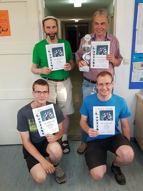 Preisträger des Blitz-Cups v. l.: Jonathan Abel, Hans Oette, Thomas Mädler und Sven Stark