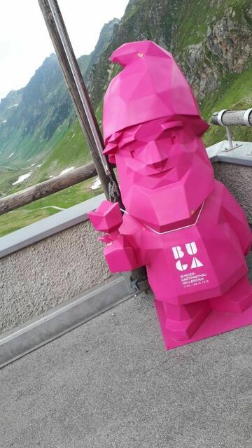 BUGA-Zwerg Karl wurde an der Heilbronner Hütte in den Alpen in Österreich von der Klasse 12/1 der Wilhelm-Maybach-Schule Heilbronn gesichtet.