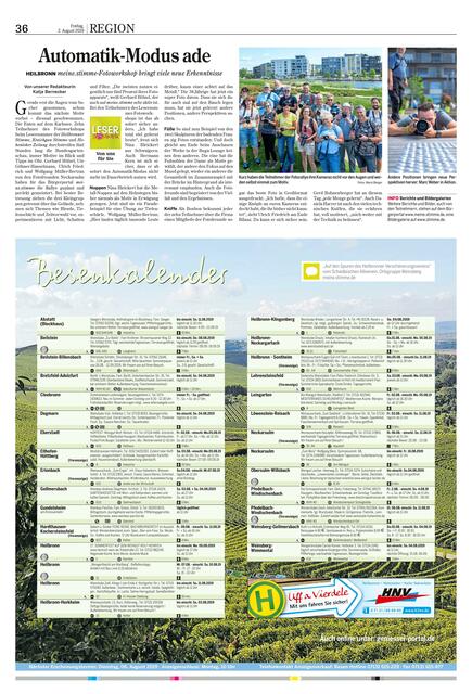 Am Freitag, 2. August, war der Artikel über den Lesersommer in der Heilbronner Stimme, Kraichgau Stimme und Hohenloher Zeitung.