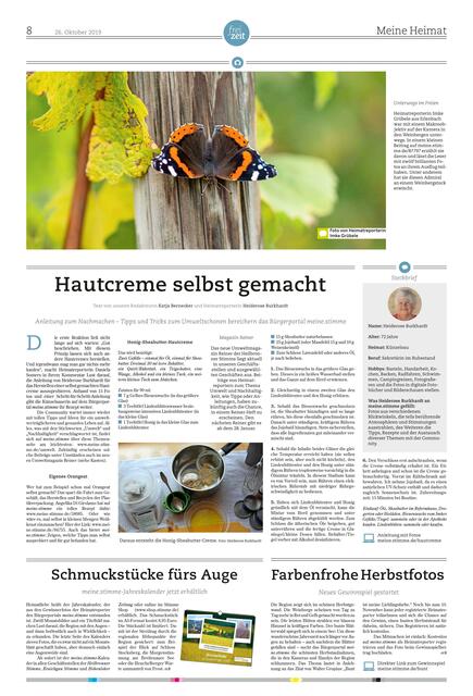 Diese schöne Seite stach am Samstag, 26. Oktober 2019 sicher vielen Lesern der Heilbronner Stimme, Hohenloher Zeitung und Kraichgau Stimme ins Auge.