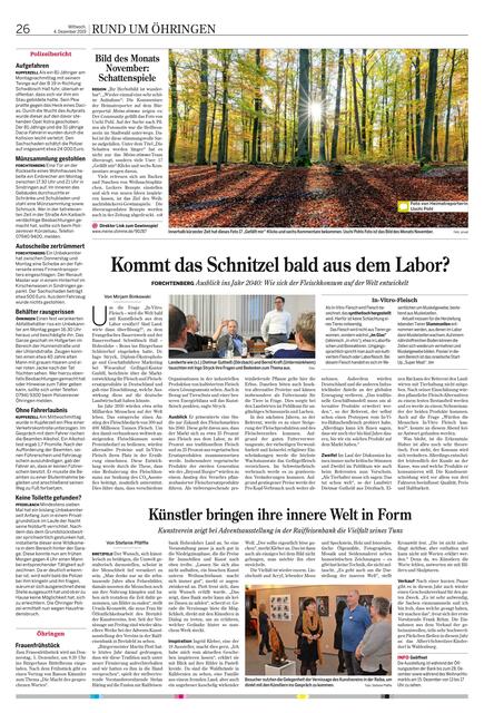 So sah die Seite in der Hohenloher Zeitung aus, die das Bild des Monats von Uschi Pohl ziert. Sie war am 4. Dezember in der Zeitung.