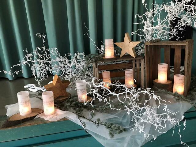 Bühnendekoration bei der Adventsfeier der Lauffener LandFrauen