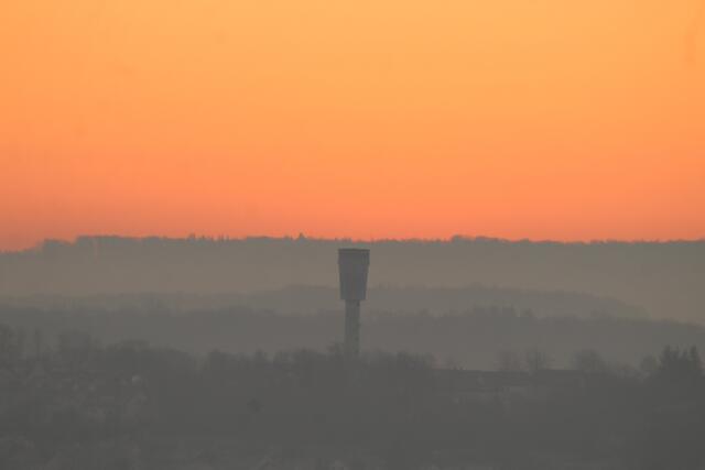 Wasserturm Oedheim während des Sonnenaufgangs 31.12.2019