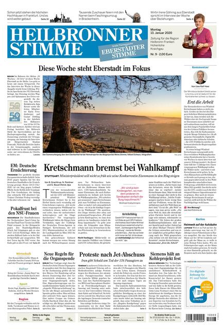 Ab Montag, 13. Januar, ist Eberstadt eine Woche lang im Fokus der Berichterstattung. Den Auftakt macht dafür auf dem Titelbild ein Foto von Heimatreporter Volkard Schwarz. Gratulation.