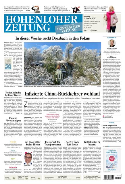 Im Fokus in der Hohenloher Zeitung in KW 6: Dörzbach. Das Foto von Friedrich Fluhrer hat es auf die Titelseite geschafft. Gratulation.