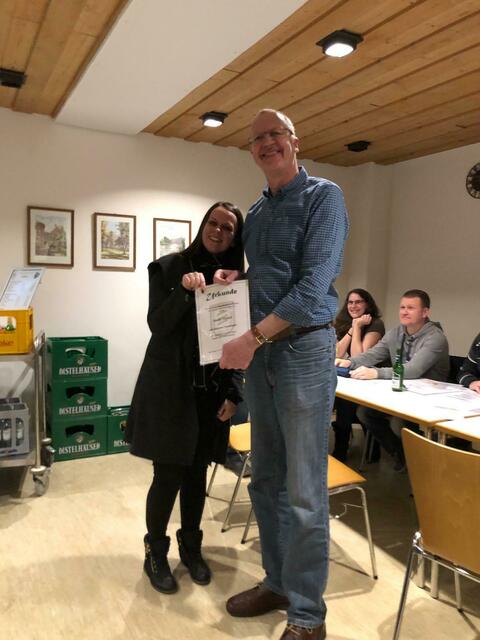 15 Jahre Mitgliedschaft und neues Vorstandsmitglied, Nadja Hinkel.