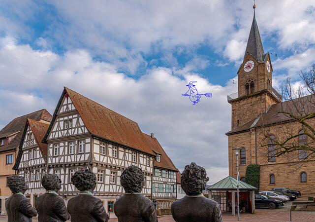 Fachwerkhäuser, Mauritiuskirche, "Persilfrauen" und die Güglinger Hexe
