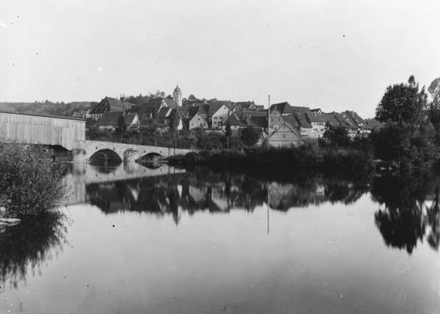 Forchtenberg Kocher mit Brücke ca 1920