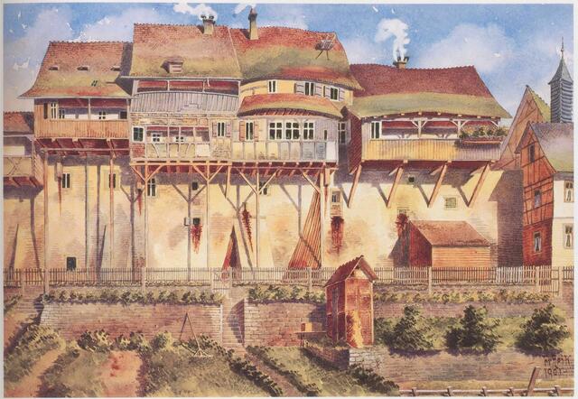 Forchtenberg Posaunengasse / Rechts backhaus 1901