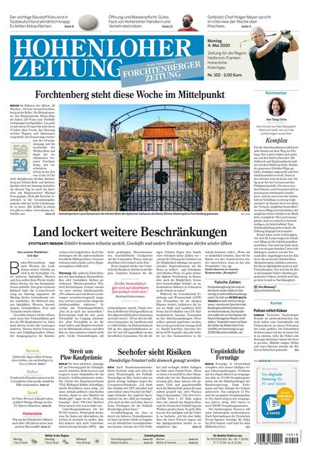 Das Forchtenberger Teehaus ist ein Hingucker: Nicht nur am Montag, 4. Mai, auf der Titelseite der Hohenloher Zeitung. Diese Woche steht Forchtenberg im Mittelpunkt der Hohenloher Zeitung. Das Foto kommt von Heimatreporterin Laura Hannemann.