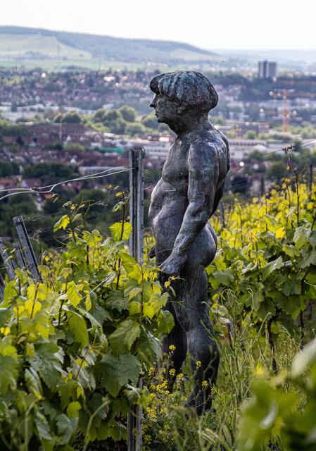 Bronzefigur "Der große Bedrohte" stand am Weinpanoramaweg Heilbronn (leider gestohlen )
