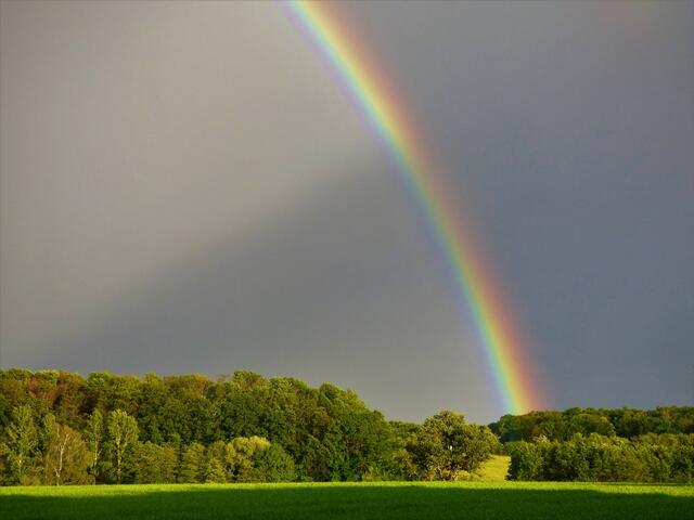 Ein bunter Streif zeigt gen Himmel