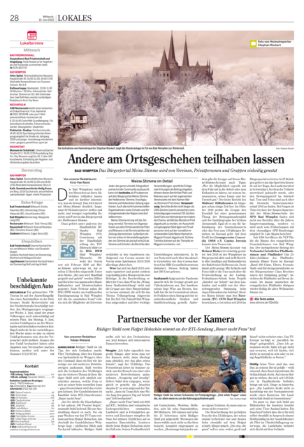 Auch Heimatreporter Stephan Rückert hat es am 10. Juni 2020 mit seinem Schnappschuss von Bad Wimpfen in die Tageszeitung geschafft. Herzlichen Glückwunsch!