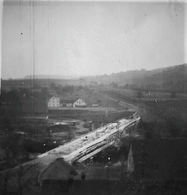 Bau der neuen Jagstbrücke 1955
