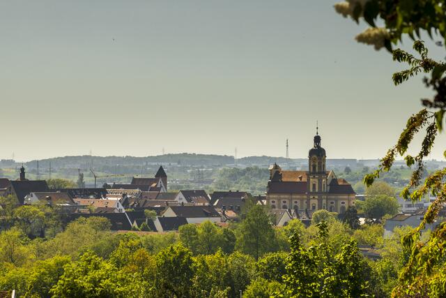 Blick auf St. Dionysius Kirche , Turm am Zweiradmuseum und Stadtkirche