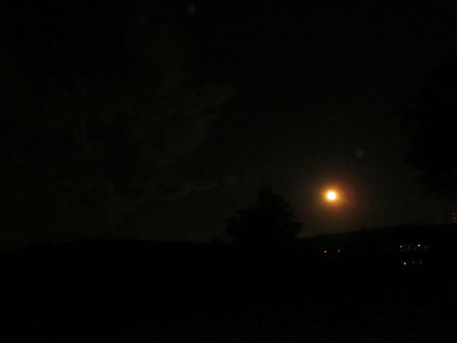 Hell leuchtet der Mond der Gruppe den Rückweg aus. Wir hatten solches Glück, bereits bei der Fahrt nach Hause kurz nach 22:00 Uhr zogen die ersten Wolken auf.