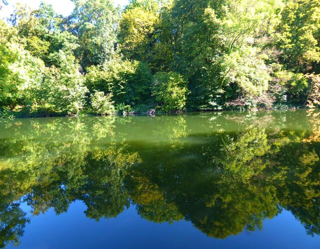 Etwas weiter ist der Fluss doch ein Stück breiter und wirkt fast wie ein kleiner See.