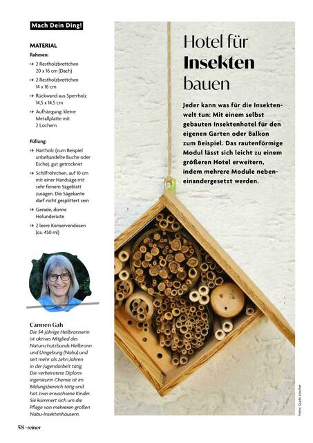 Carmen Gah vom Nabu Heilbronn und Umgebung hilft allen, die ein Insektenhotel selbst bauen möchten, mit einer Anleitung.