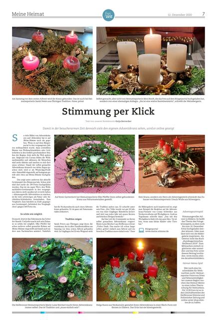 Diese tollen Adventskränze der Heimatreporterinnen schmücken am Samstag, 12. Dezember, die Zeitung.