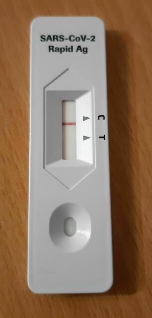 Wird ein Strich angezeigt, ist der Corona-Schnelltest negativ.