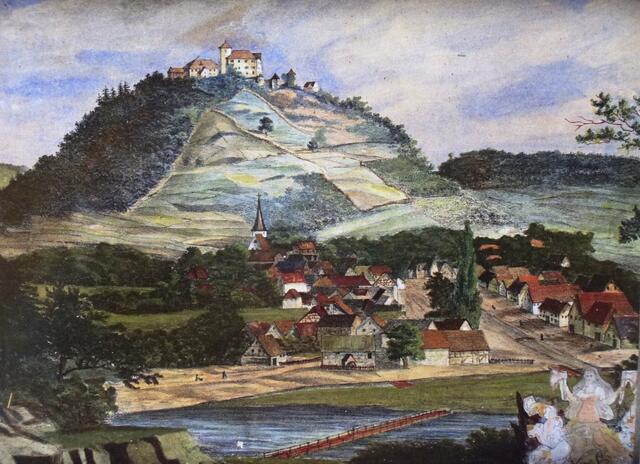 Historisches Gemälde von Kocherstetten, vor 1830, Stetten'sches Archiv, unbekannter Künstler