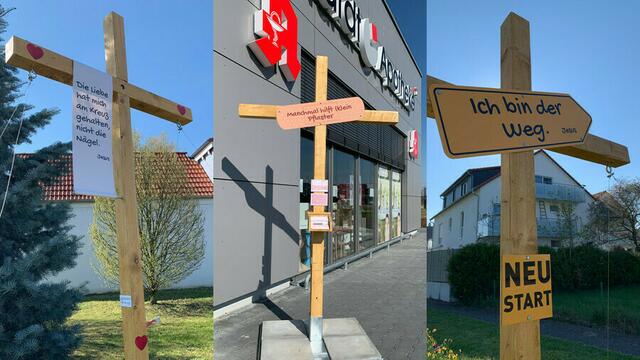Durch Hoffnungskreuze an verschiedenen Stellen in Brackenheim möchte das Forum "Neue Wege" zum Nachdenken über den eigentlichen Sinn von Ostern hinweisen. | Foto: Lutz Barth