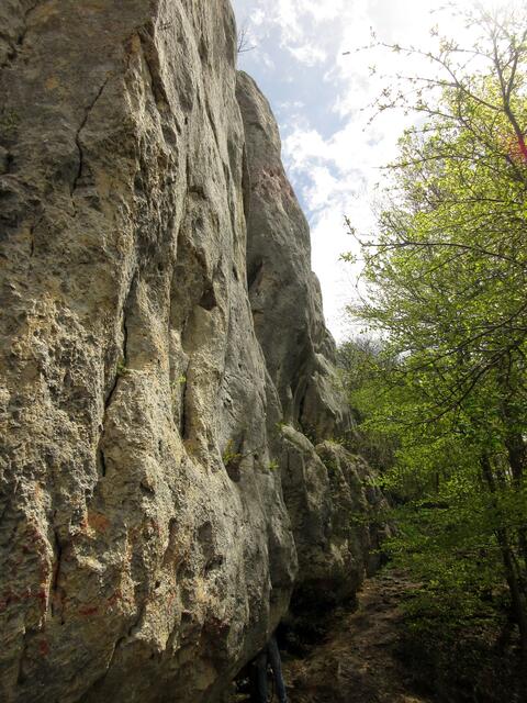 Der mächtige und imposante Schlossfelsen von unten