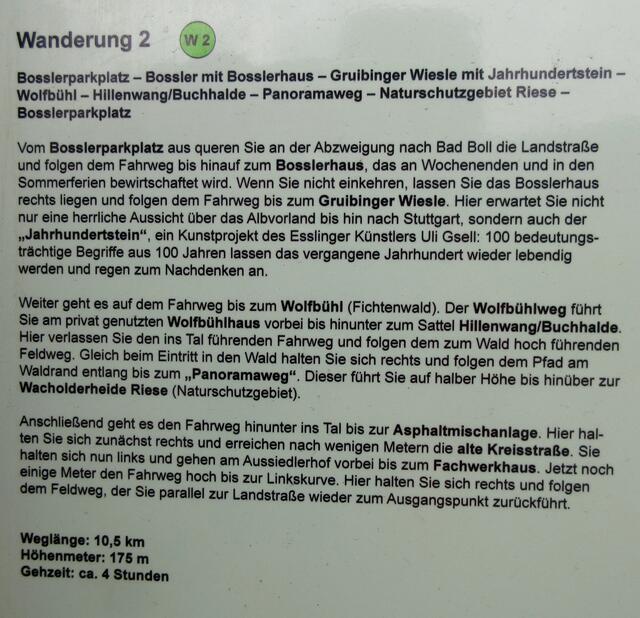 Einen ähnliche Plan wie diese Wanderung 2 hatten wir uns auch gemacht. Bei uns waren es 12,5 km. Leider ist die Tour nicht mehr beschildert, es war auch ein recht altes Schild, was wir hier fotografiert hatten. Wir wandelten auf der Boßler- und Wolfbühlrunde.