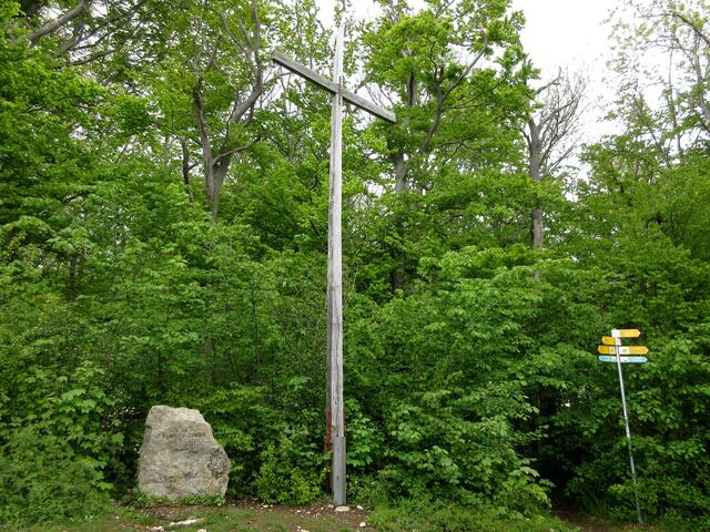Ein weiterer Stein, der an ein Unglück 1958 erinnert, steht irgendwo am Hang. Hier am Kreuz und Aussichtspunkt erinnert der Gedenkstein an alle Abstürze hier am Boßler.