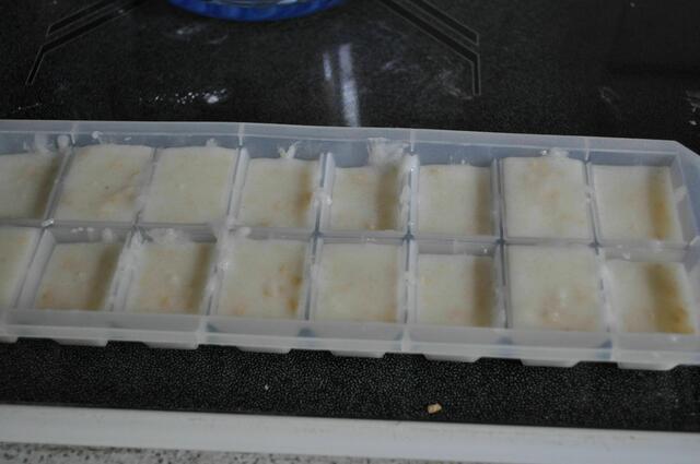 Die Masse in Eiswürfelformen füllen. | Foto: Daniela Somers