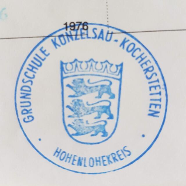 Stempel von 1976 - damals besuchten 149 Schüler die GS Kocherstetten