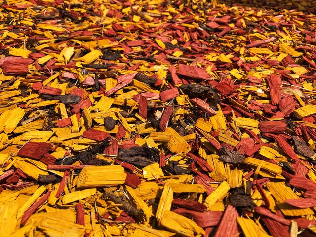 Holzhackschnitzel in „Schwarz-Rot-Gold“