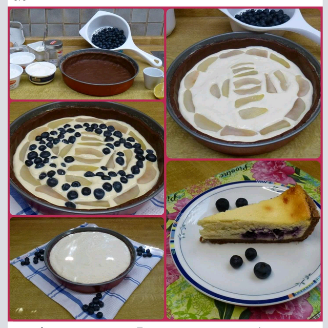Käsekuchen mit dunklem Mürbeteig, Birnen und Blaubeeren     https://meine.stimme.de/kuenzelsau/ratgeber/kaesekuchen-mit-heidelbeeren-und-birnen-d43141.html