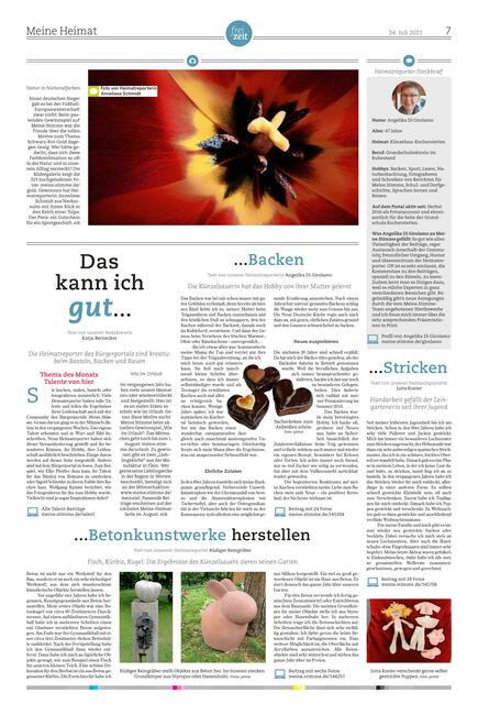 Das Thema der Meine-Heimat-Seite vom 24. Juli: "Das kann ich gut " - also Talente von hier.