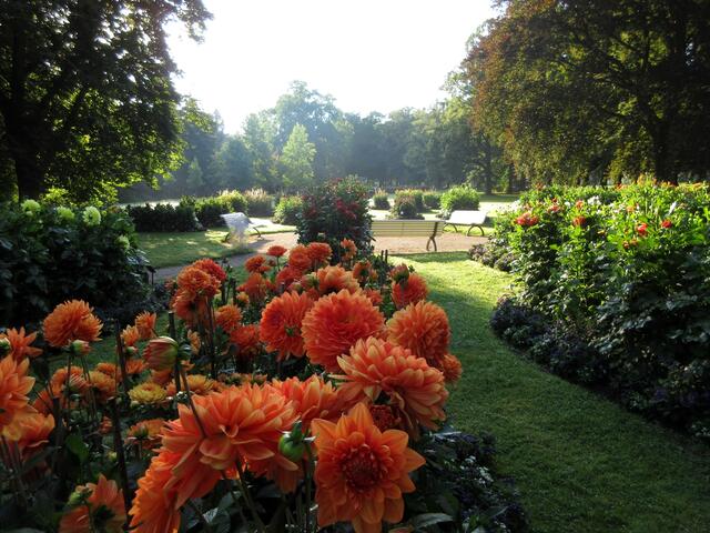 Dahliengarten, am Ende erreicht man den Bénazet-Pavillon. Er war ein Geschenk der Familie Friedmann an die Stadt Baden-Baden.