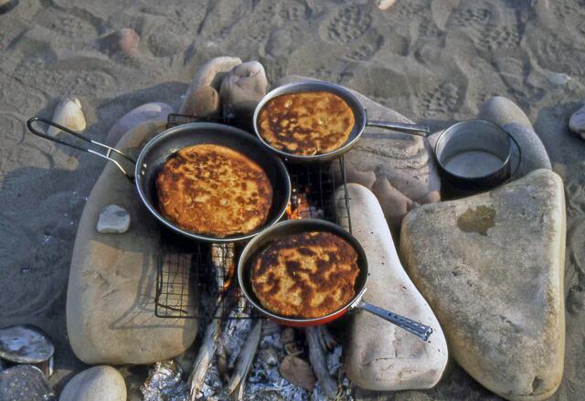 Bannock, selbst gebacken im Urlaub, gibt's gelegentlich hier zum Frühstück