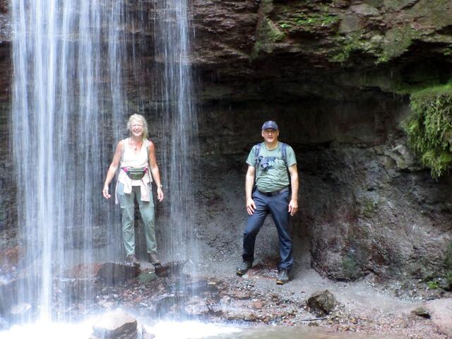 Die beiden hatten trotzdem großen Spaß am Vorderen Wasserfall