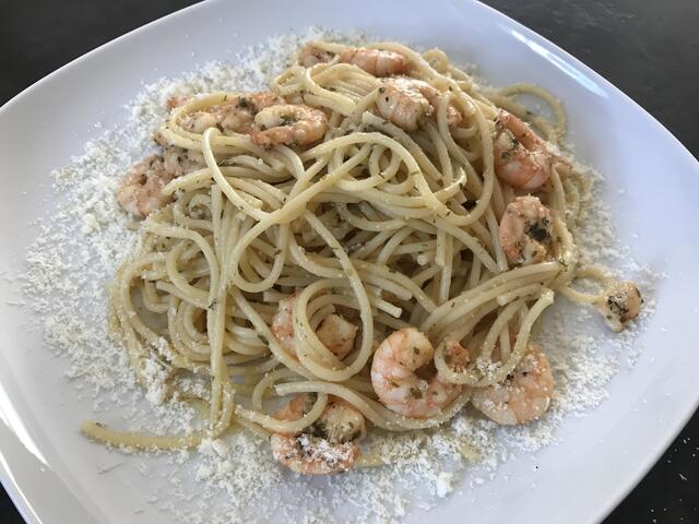 Spaghetti mit Garnelen