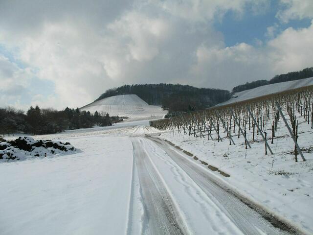 Fahrspuren im Schnee bei der Streckbauchquelle