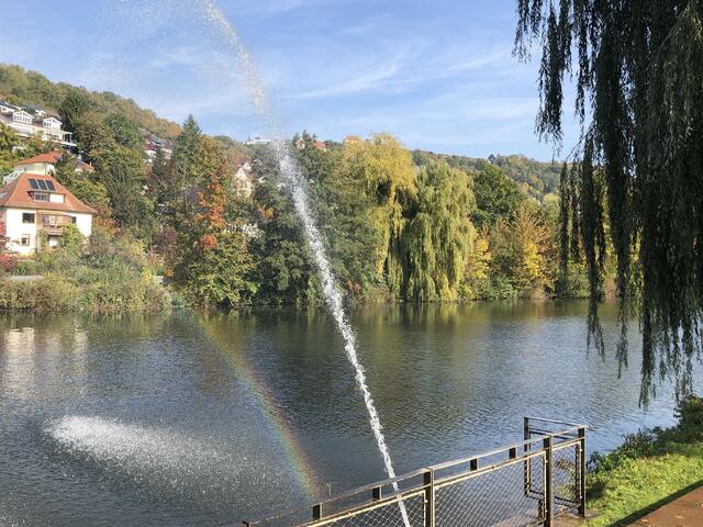 Regenbogen von einer Wasserfontäne