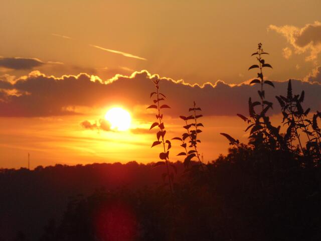 Gold umrandete Abendwolken über dem Kochertal