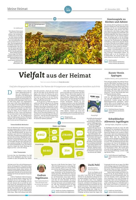 Die Meine Heimat-Seite ist am 27. November in der Zeitung zu finden.