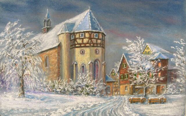 Die Lichtensterner Klosterkirche im Winter.